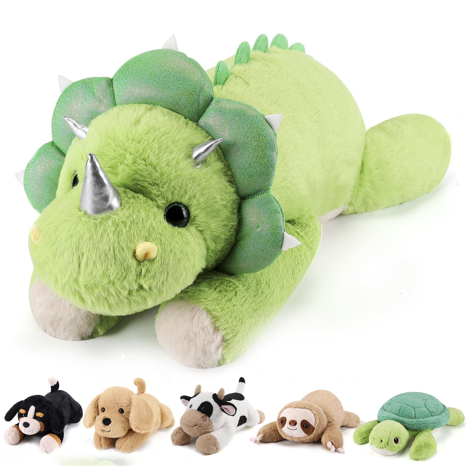 Gnomantic Triceratops Weighted Stuffed Animals - 22 Inch 4.5 Pounds Weighted Plushies Dinosaur Stuffed Animals - Big Dino Plush