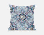 HomeRoots 20â€ Light Blue Boho Flower Zippered Suede Throw Pillow