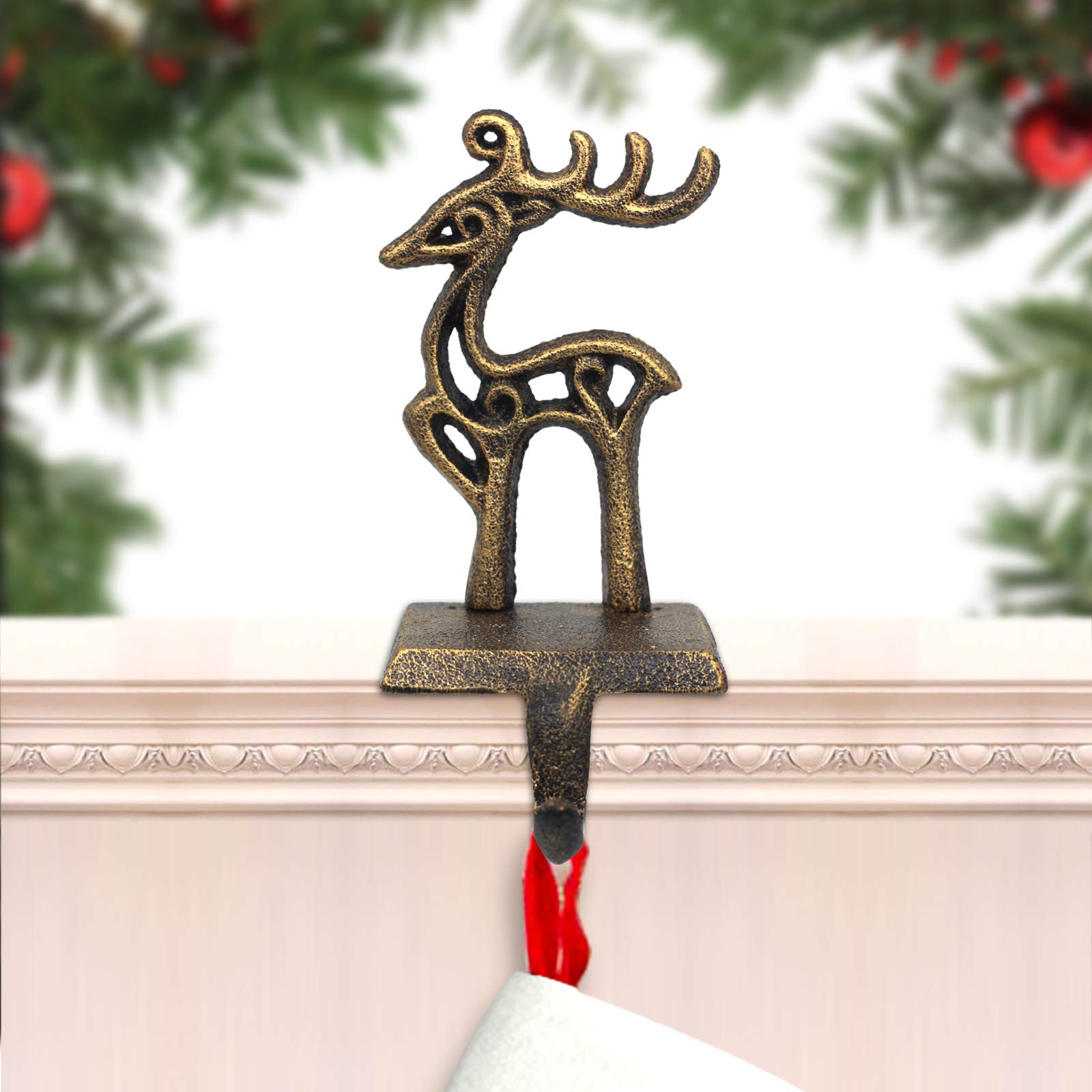 Ppnzqaut Retro Christmas Stocking Holders 4-Pack Indoor Christmas Stocking Hangers For Mantel Fireplace Christmas Decorations St