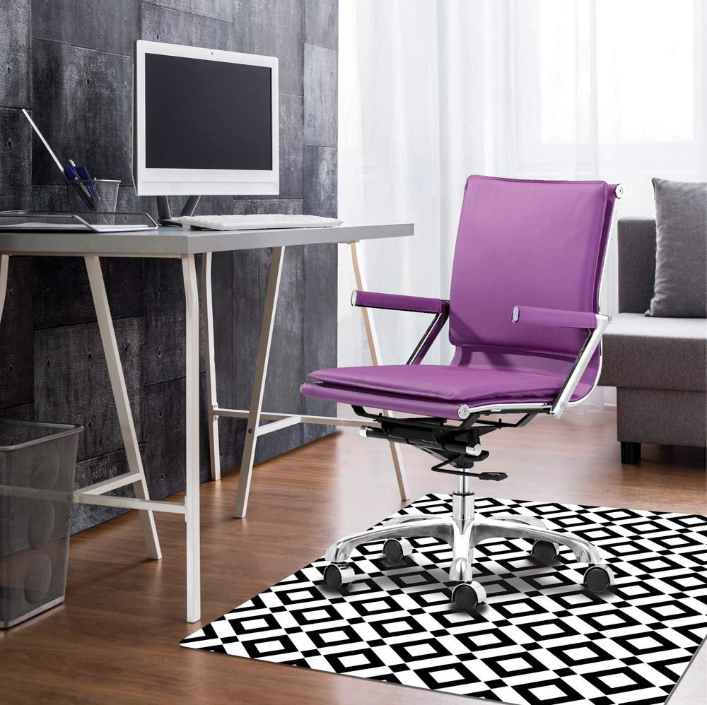 Deflecto FashionMat Chair Mat, Black Diamond Design, Hard Floor and Flat Pile Carpet Use, Non-Studded Rectangle, 35” x 40”