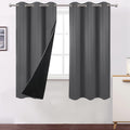 LEMOMO 100% Blackout Curtains 40 x 63 Inch/Grey Curtains 2 Panels with Black Liner/Double Layer Full Room Darkening Bedroom Curt
