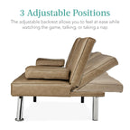 Best Choice Products Faux Leather Upholstered Modern Convertible Futon, Adjustable Folding Sofa Bed, Guest Bed W/Removable Armrests - Taupe
