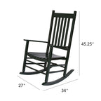 Shine Company Vermont Porch Rocker, High Back Wood Rocking Chair, Dark Green