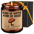LEADO Kind of Hippie Kind of Hood Scented Candles, Hippie Room Decor - Hippie Gifts, Boho Gifts for Women, Men - Funny Birthday,