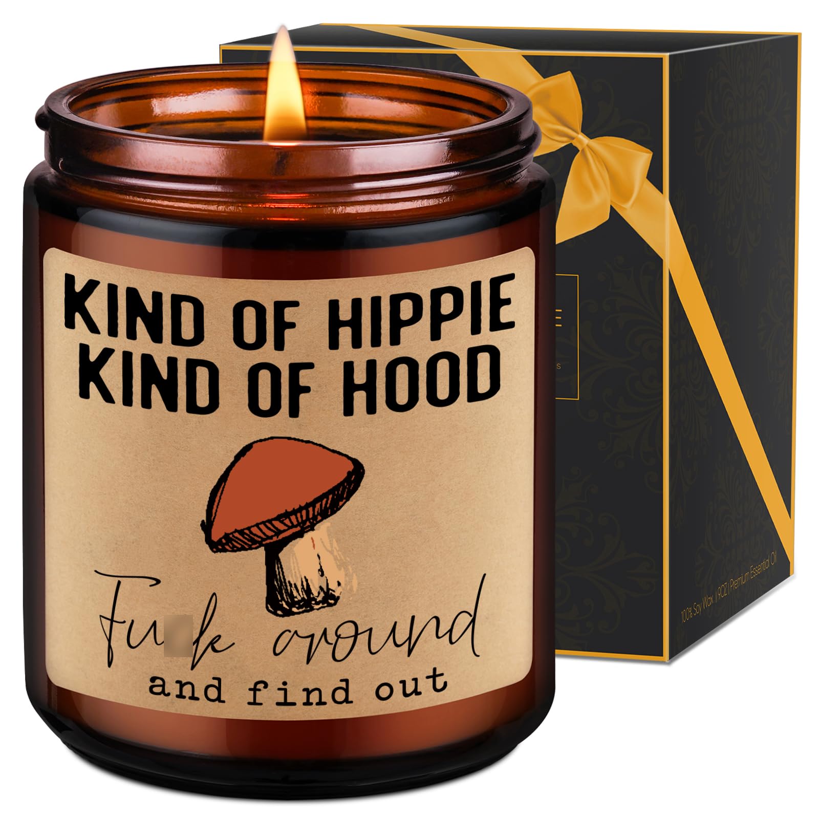 LEADO Kind of Hippie Kind of Hood Scented Candles, Hippie Room Decor - Hippie Gifts, Boho Gifts for Women, Men - Funny Birthday,