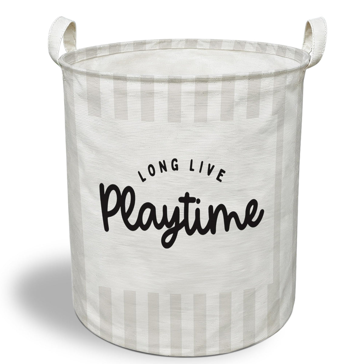 EGBTL Kids Laundry Basket, Playroom Collapsible Laundry Hamper with Handles, Long Live Playtime Neutral Striped Clothes Toy Stor