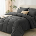 Cozylux King Size Comforter Set - 7 Pieces Bed In A Bag King, Complete Bedding Sets Bed Set For All Season With Comforter, Flat Sheets, Fitted Sheet, Pillowcases & Shams Dark Grey