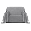 Purefit Geometric Jacquard Throw Sofa Cover - Textured Soft Washable Decorative Couch Covers For 3 Cushion Couch, Throw Cover With Tassels Furniture Protector For Pets, Kids (Small, Light Gray)