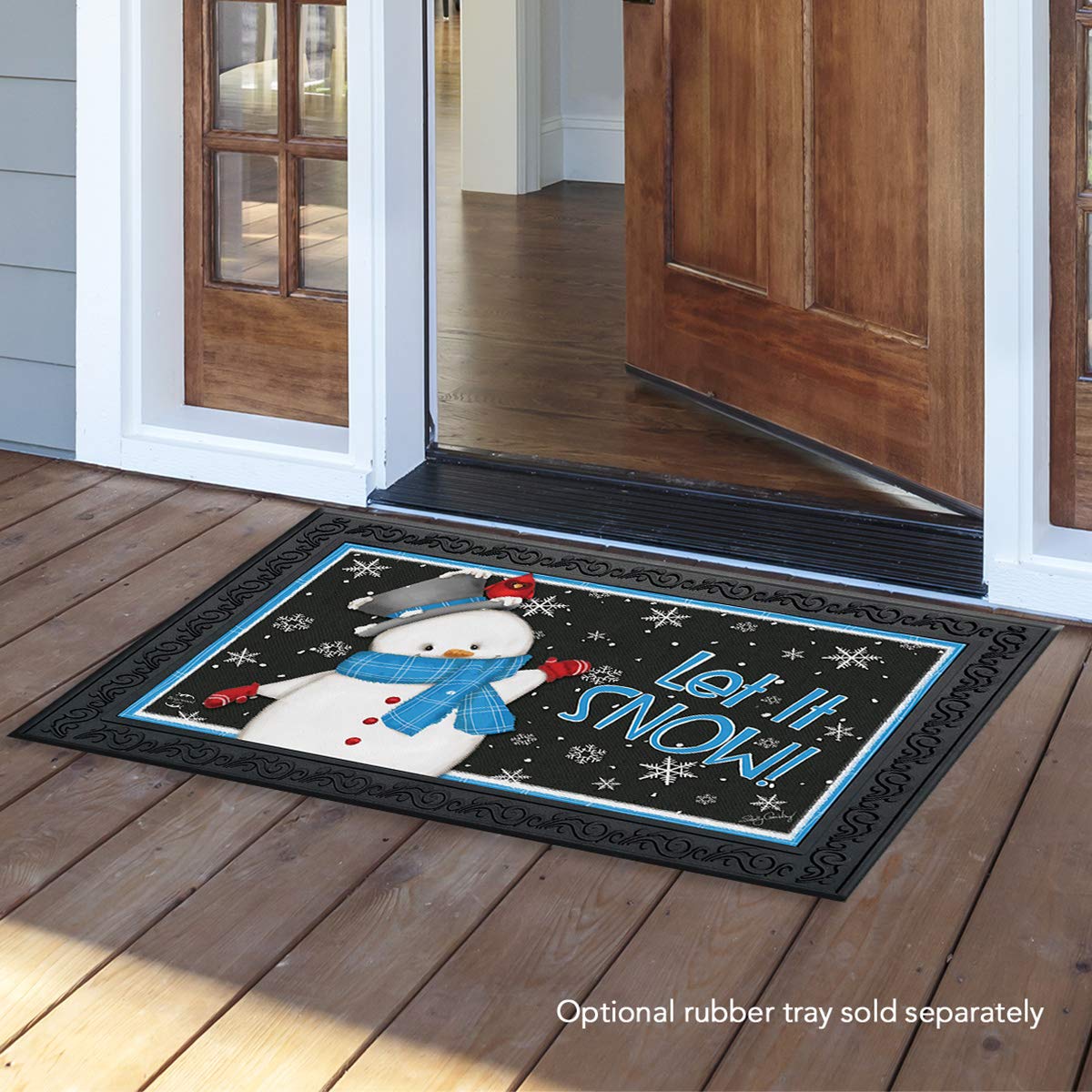 Briarwood Lane Jolly Winter Snowman Doormat Primitive Let It Snow Indoor/Outdoor 30' X 18'