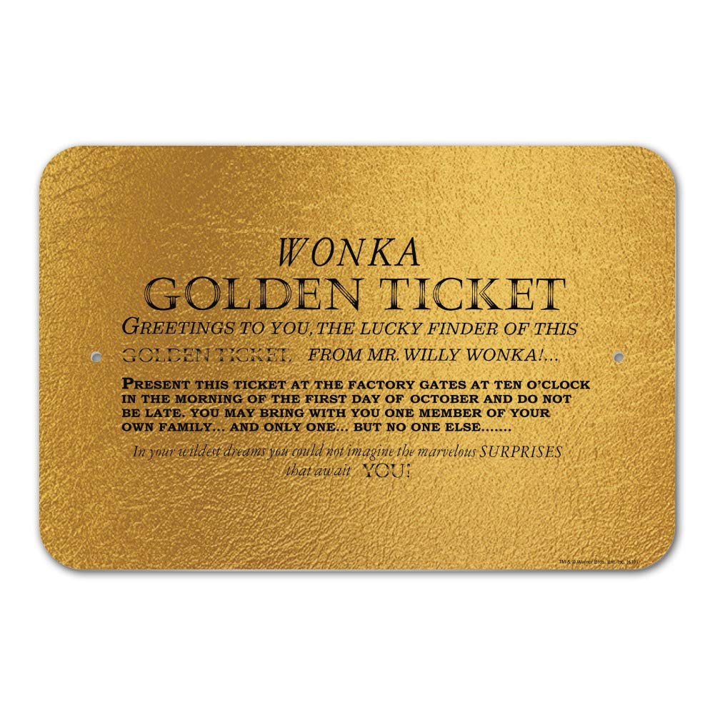 Graphics & More Willy Wonka And The Chocolate Factory Golden Ticket Home Business Office Sign
