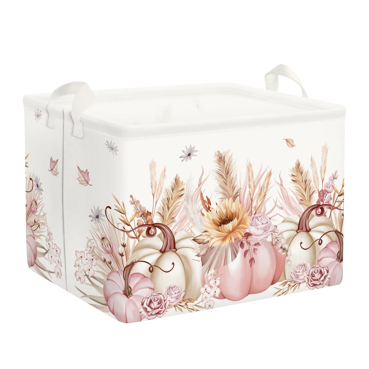 Clastyle Fall Harvest Kid Storage Basket Pumpkin Maple Leaf Thanksgiving Autumn Boys Girls Gift Toy Box Collapsible Clothes Orga