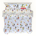 Franco Collectibles Peanuts Multi Character Bedding 7 Piece Super Soft Comforter And Sheet Set With Sham, King, (100% Official L