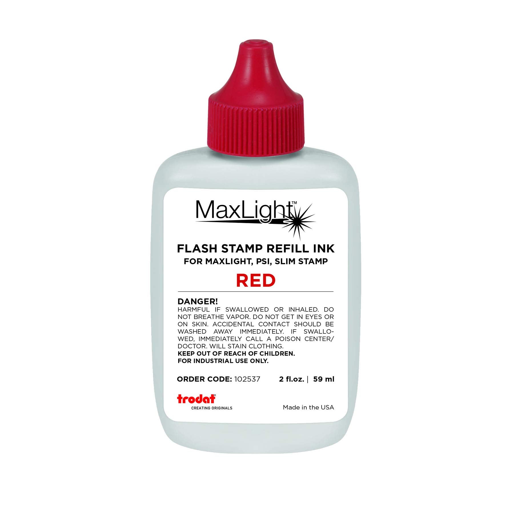 Trodat Ml2Oz-Red Maxlight Refill Ink 2Oz Bottle Color Red