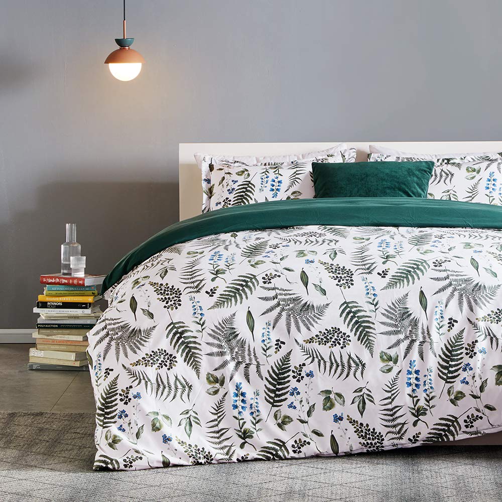 Sleep Zone Bedding Duvet Cover Sets Printed Pattern Tropical Plants 120Gsm 1 Pillowcase Ultra Soft Zipper Closure Corner Ties, G