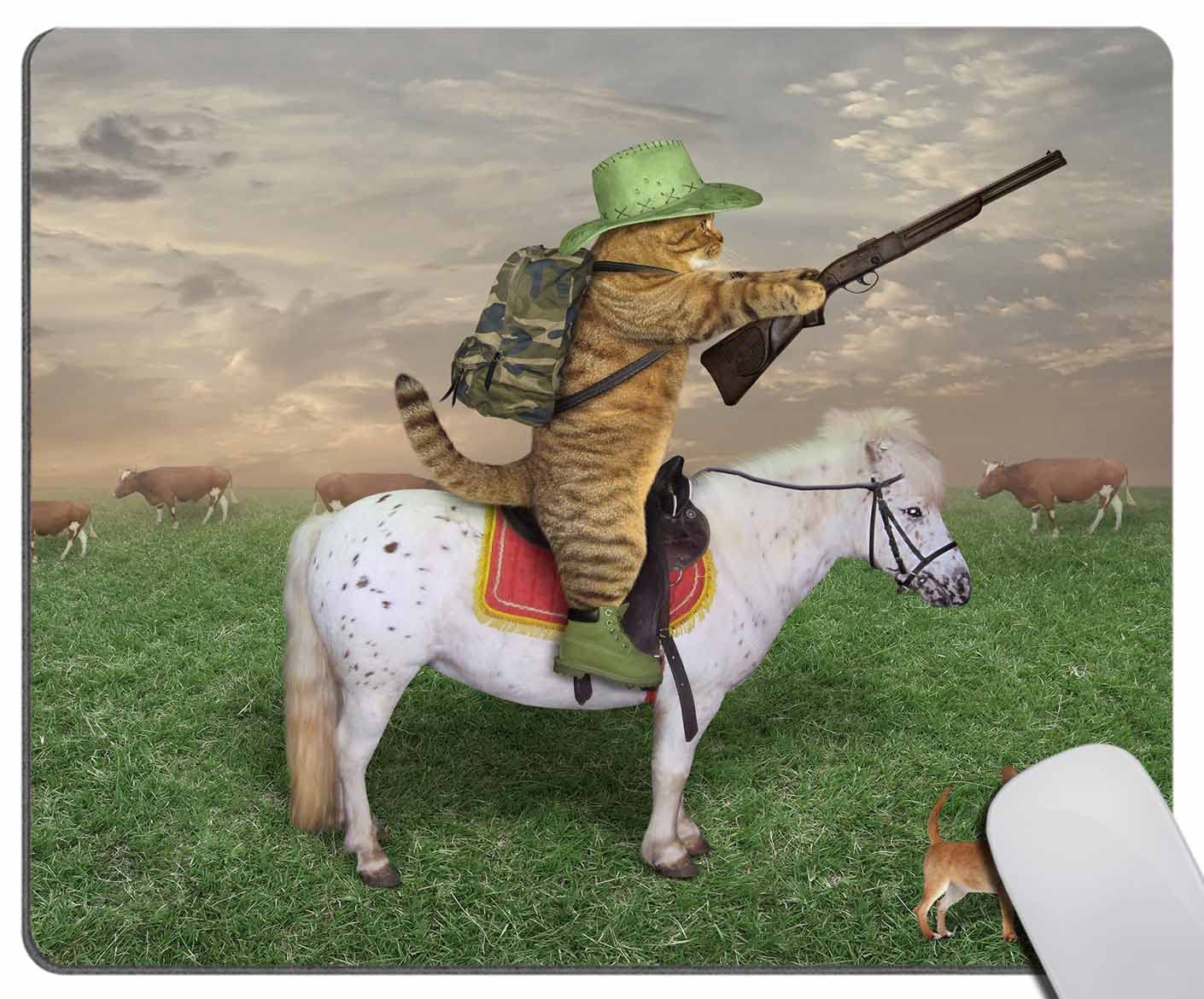 Funny Cat Cowboy Mouse Pad With Non-Slip Rubber Base, Premium-Textured Mousepad, Mouse Pads For Computers, Laptop, Pc, Office &