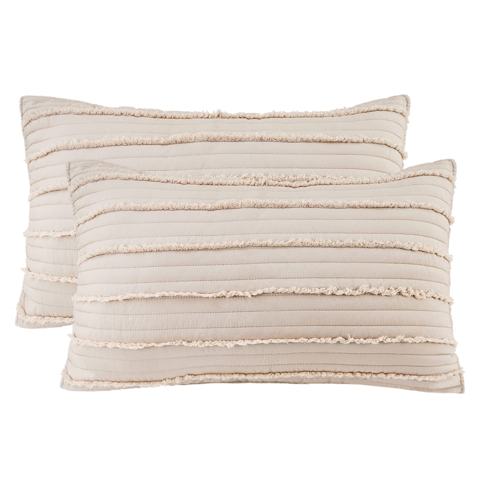 BOSOWOS King Size Pillow Shams Set of 2, Ultra Soft Breathable 20 x 36 Inches Pillow Case Envelope Closure, Microfiber Boho Farm