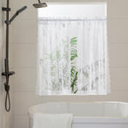 Seekright White Kitchen Curtains 30 Inch Length Rod Pocket Light Filtering Sheer Lace Cafe Curtains 2 Panels Set Modern Floral L