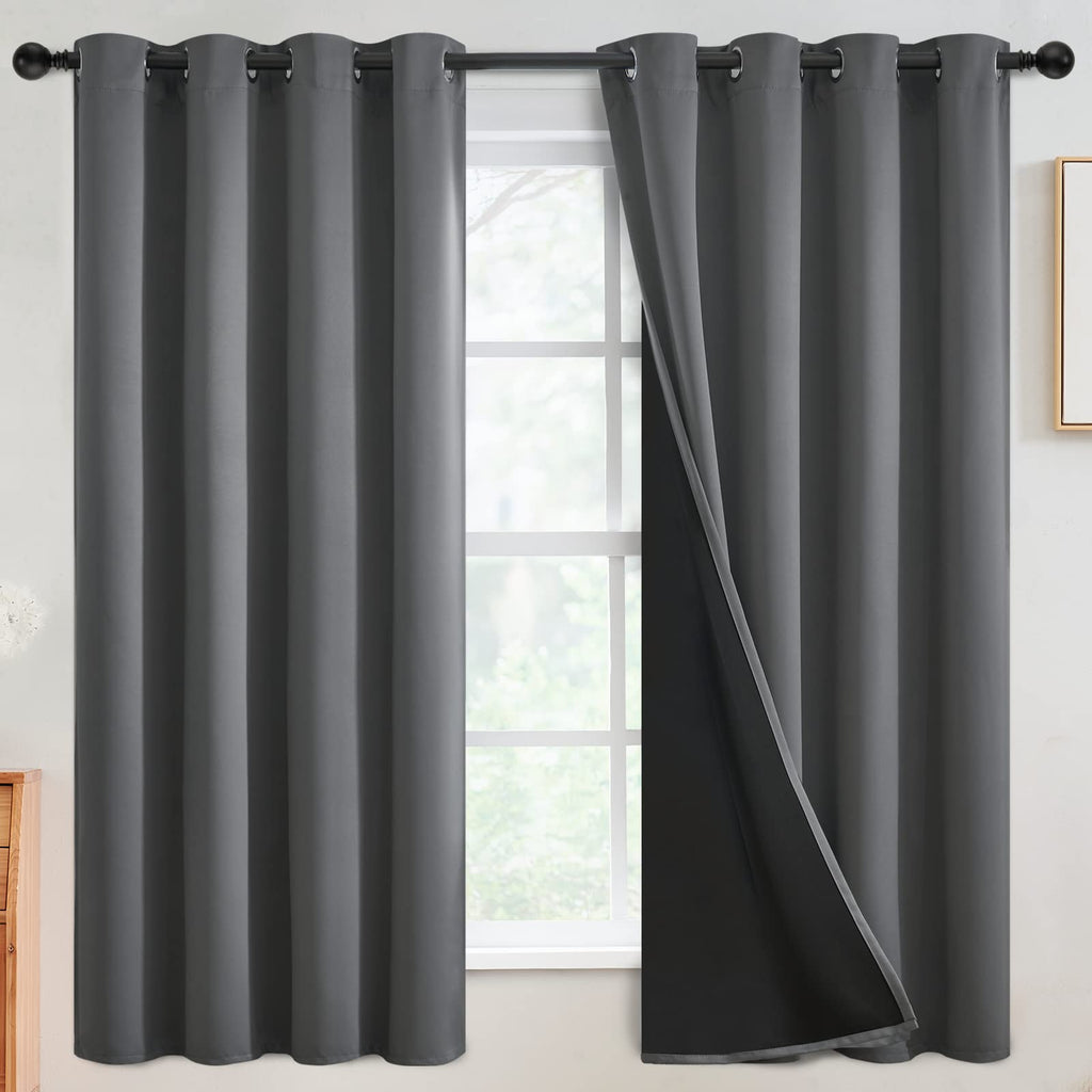 Simplehome 100% Blackout Curtains For Bedroom,Thermal Insulated Grommet Window Drapes Room Darkening Grey Curtains For Living Ro