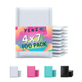 Yens Poly Bubble Mailers 4X8 100 Pack White Waterproof Self Seal Adhesive Shipping Bags, Cushioning Padded Envelopes For Shippin