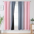 Estelar Textiler Grey And Pink Blackout Curtains 72 Inch Length 2 Panels, Room Darkening Rod Pocket Ombre Curtains For Bedroom,