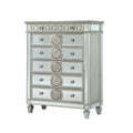 Benjara Mirror Accented Chest With 6 Sunburst Motif Storage Drawers, Silver
