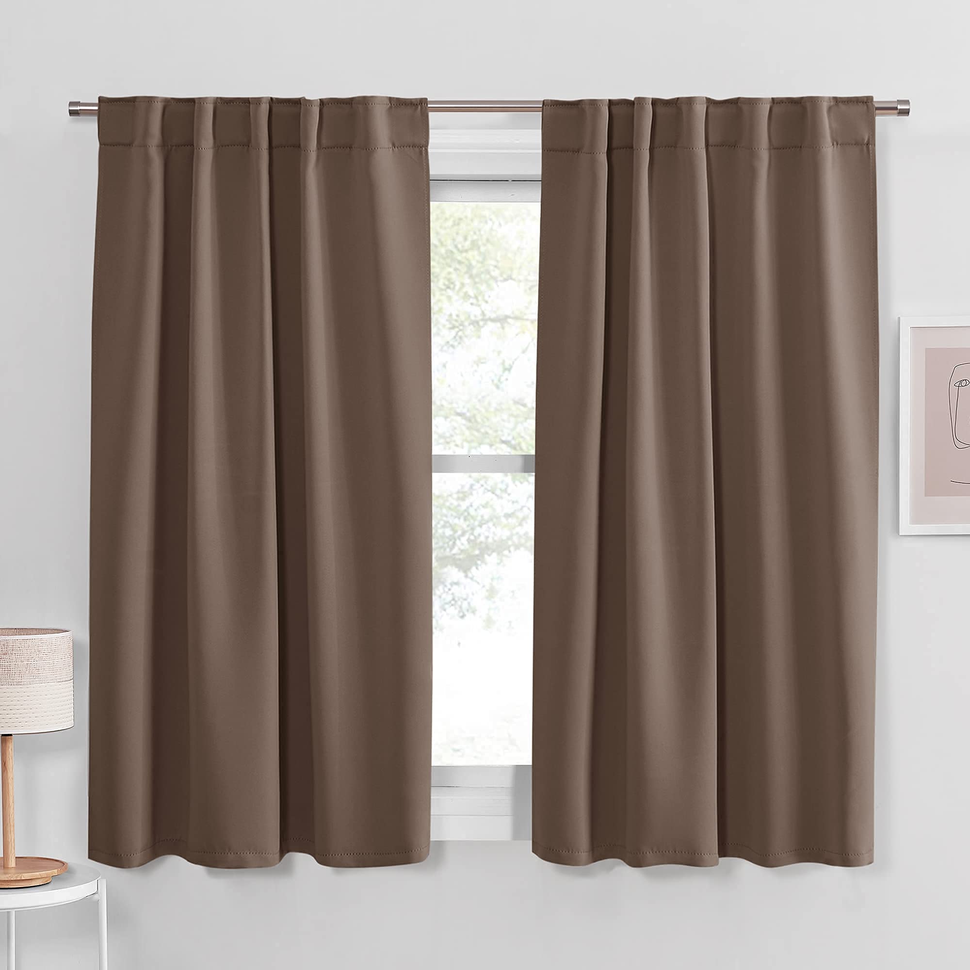 PONY DANCE Blackout Curtains Drapes - Home Decoration Light Blocking Thermal Insulated Window Back Tab/Rod Pocket Curtain Panels