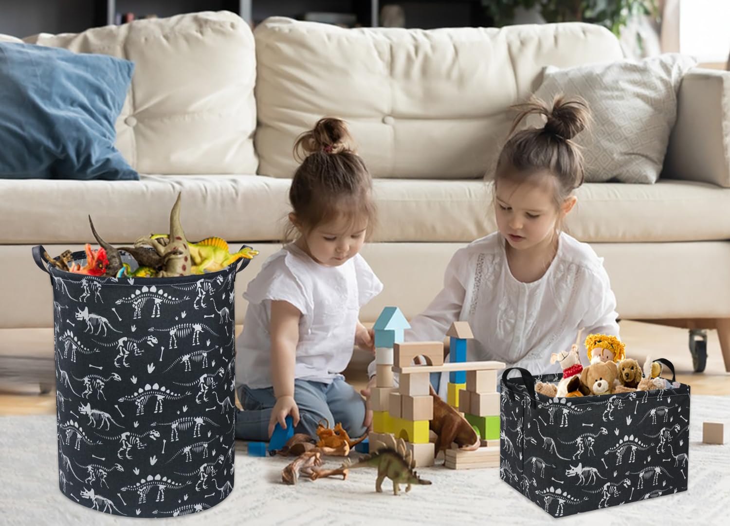 Hiyagon Rectangular Dinosaur Basket Baby Storage Baskets Kids Toy Basket For Boy And Girls Gift Basket Empty Cute Storage Bin Or