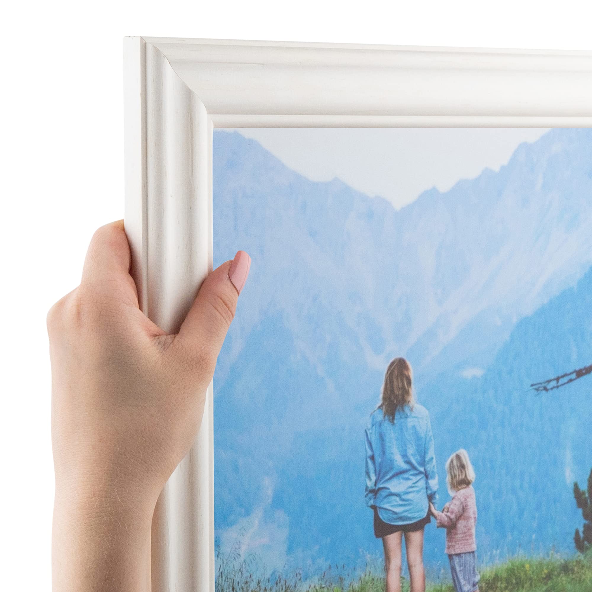 ArtToFrames 8x10 Inch White Picture Frame, This 1.5 Custom Wood Poster Frame is Off White Wash Barnwood Style Frame, for Your Ar