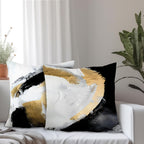 Supwhd Abstract Black White And Gold Pillow Covers 24X24 Set Of 2 - Modern Pillow Covers, Modern Home Decor, Black And Gold Deco