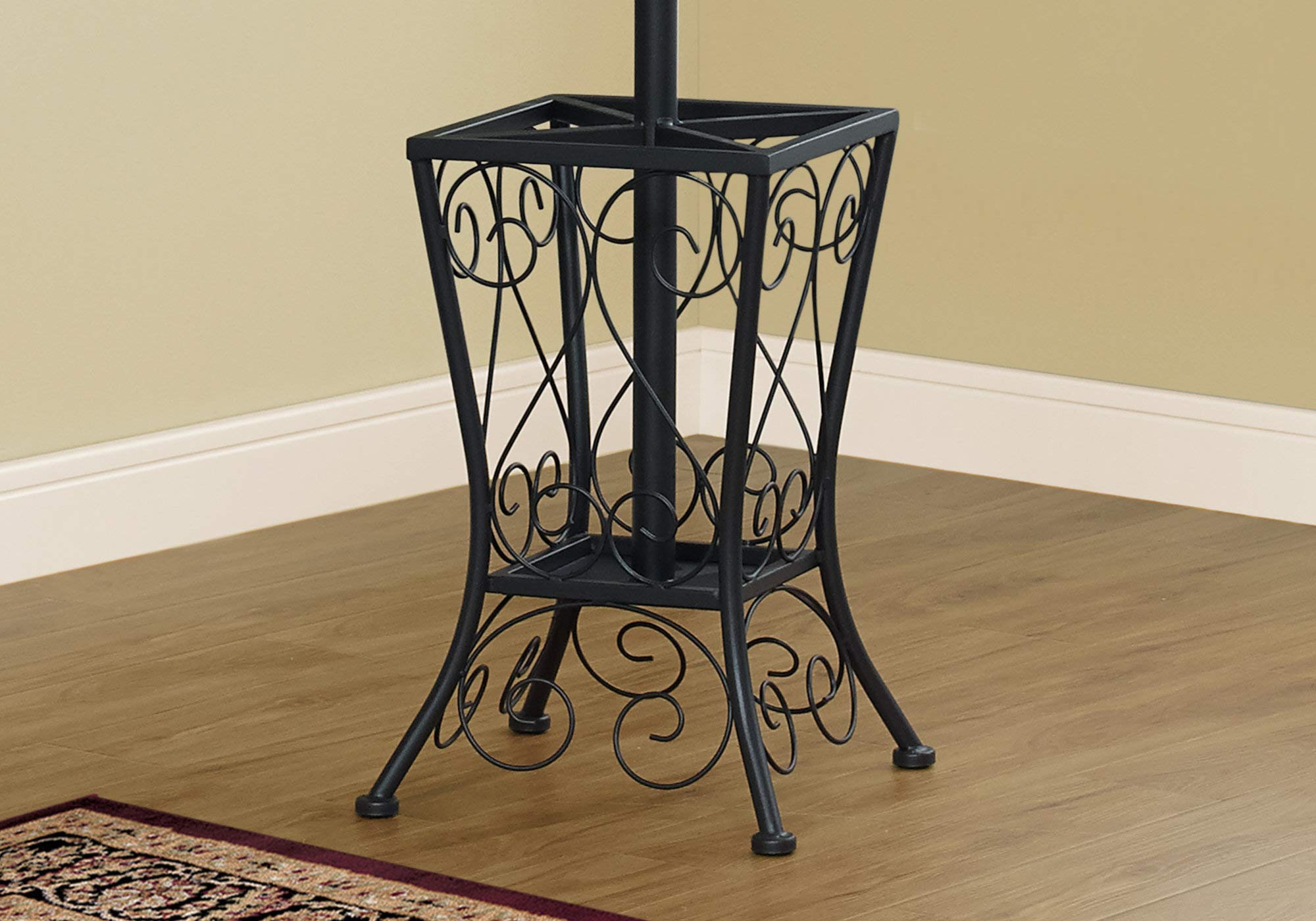 Monarch Specialties 2060, Hall Tree, Free Standing, 8 Hooks, Entryway, 71' H, Umbrella Holder, Bedroom, Metal, Black, Transitional Coat Rack