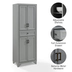 Crosley Furniture Tara 3-Piece Pantry Storage Cabinet Set with Shelves, Kitchen, Dining, or Laundry Room, Distressed Gray