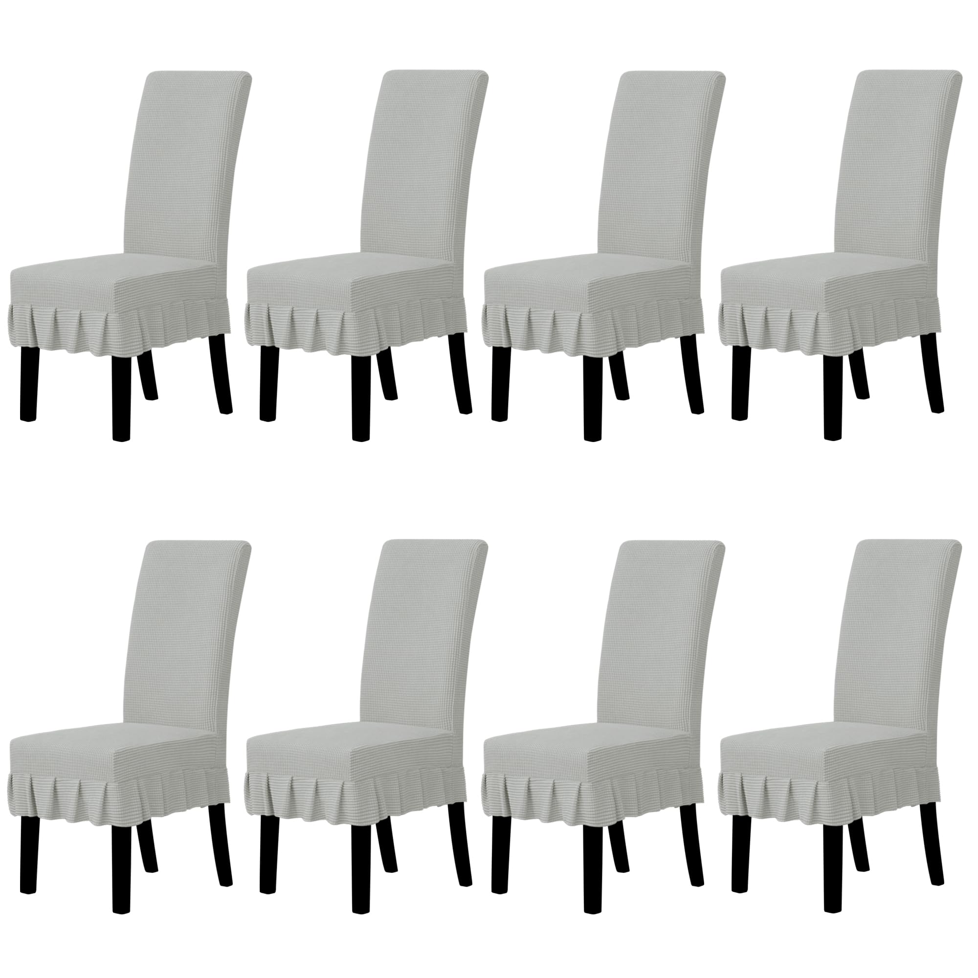 Easy-Going Dining Chair Covers Stretch Parsons Chair Slipcover with Skirt Chair Covers for Dining Room Restaurant Banquet (8 PCS