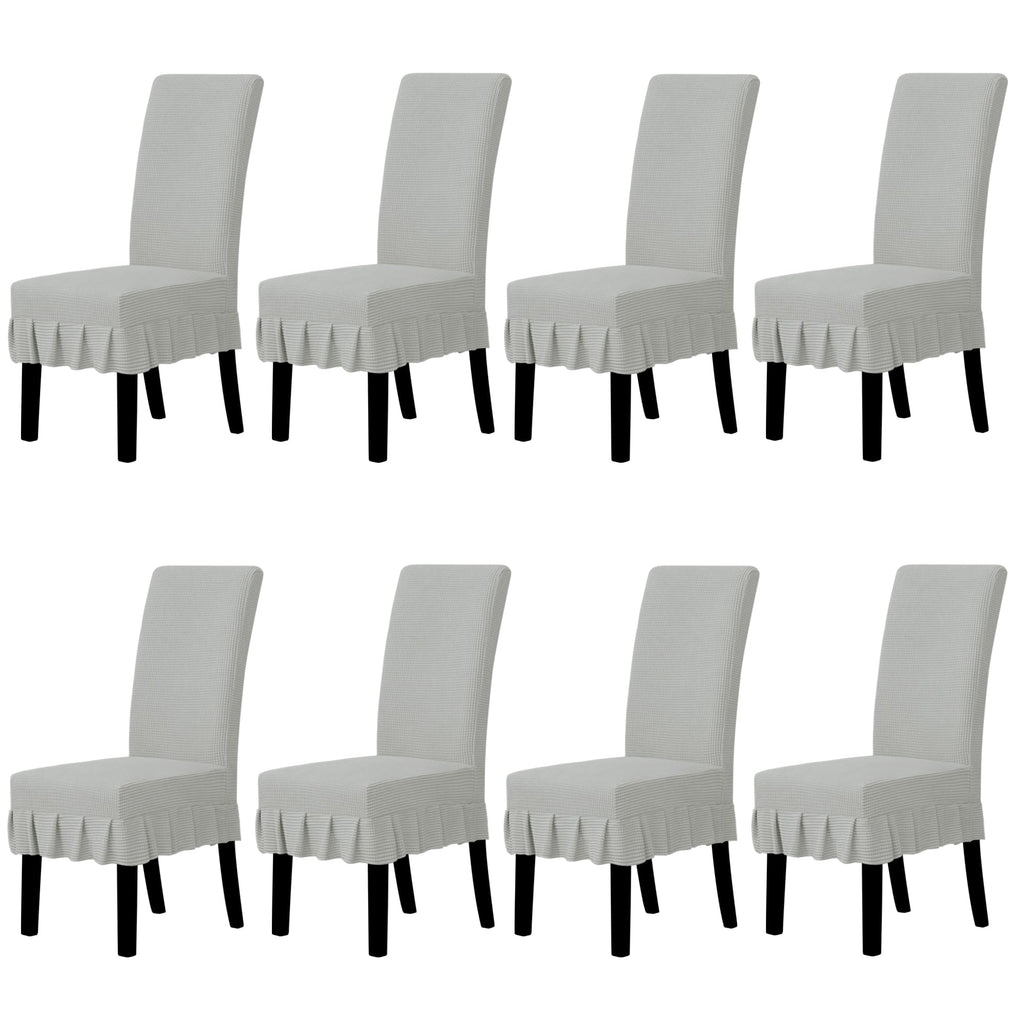 Easy-Going Dining Chair Covers Stretch Parsons Chair Slipcover with Skirt Chair Covers for Dining Room Restaurant Banquet (8 PCS