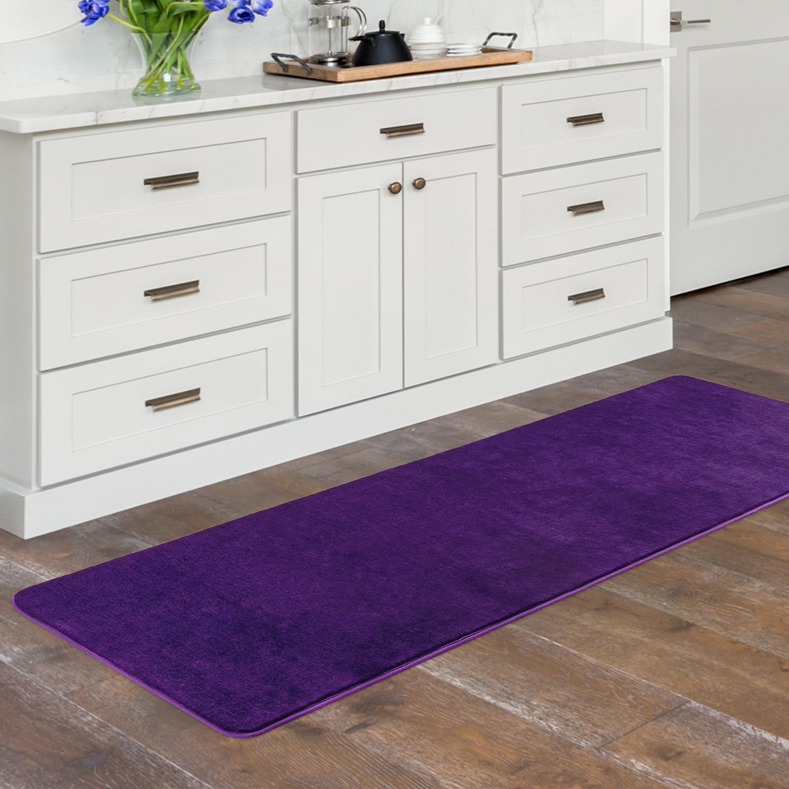 Softlife Washable Runner Rug For Bedroom Living Room Rug, 2X6 Purple Soft Fluffy Hallway Runner Rug, Non-Slip Indoor Carpet For