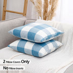 Carrie Home Light Blue And White Buffalo Check Plaid Lumbar Pillow Covers 12X20 Set Of 2, Light Blue Checkered Summer Outdoor Lu