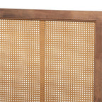 Baxton Studio Malia Modern and Contemporary Walnut Brown Finished Wood and Synthetic Rattan King Size Canopy Bed