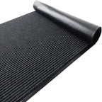 Happybeeflying Brush Step Large Front Door Mat 3'X10' Outdoor Indoor Commerical Entrance Mat Doormat Striped Low Profile Rubber