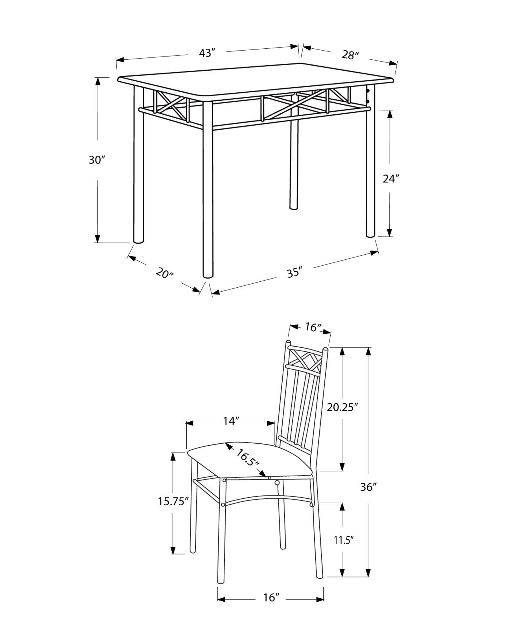 Monarch Specialties Cappuccino Silver Metal Dining Set, 5-Piece