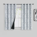 FMFUNCTEX 100% Blackout Floral Curtains for Bedroom, Grey Curtains 54 inch Length Blossom Flower Patterned for Living Room,Therm