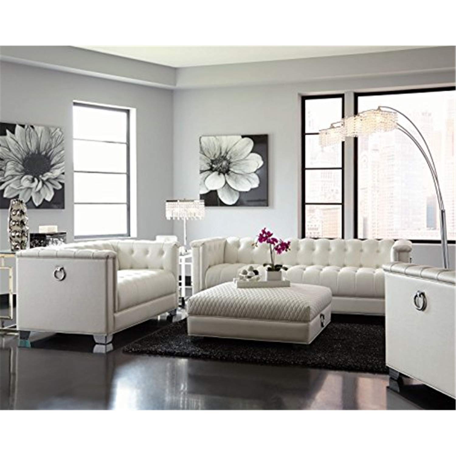 Coaster Chaviano 2-Piece Sofa Set, Pearl White