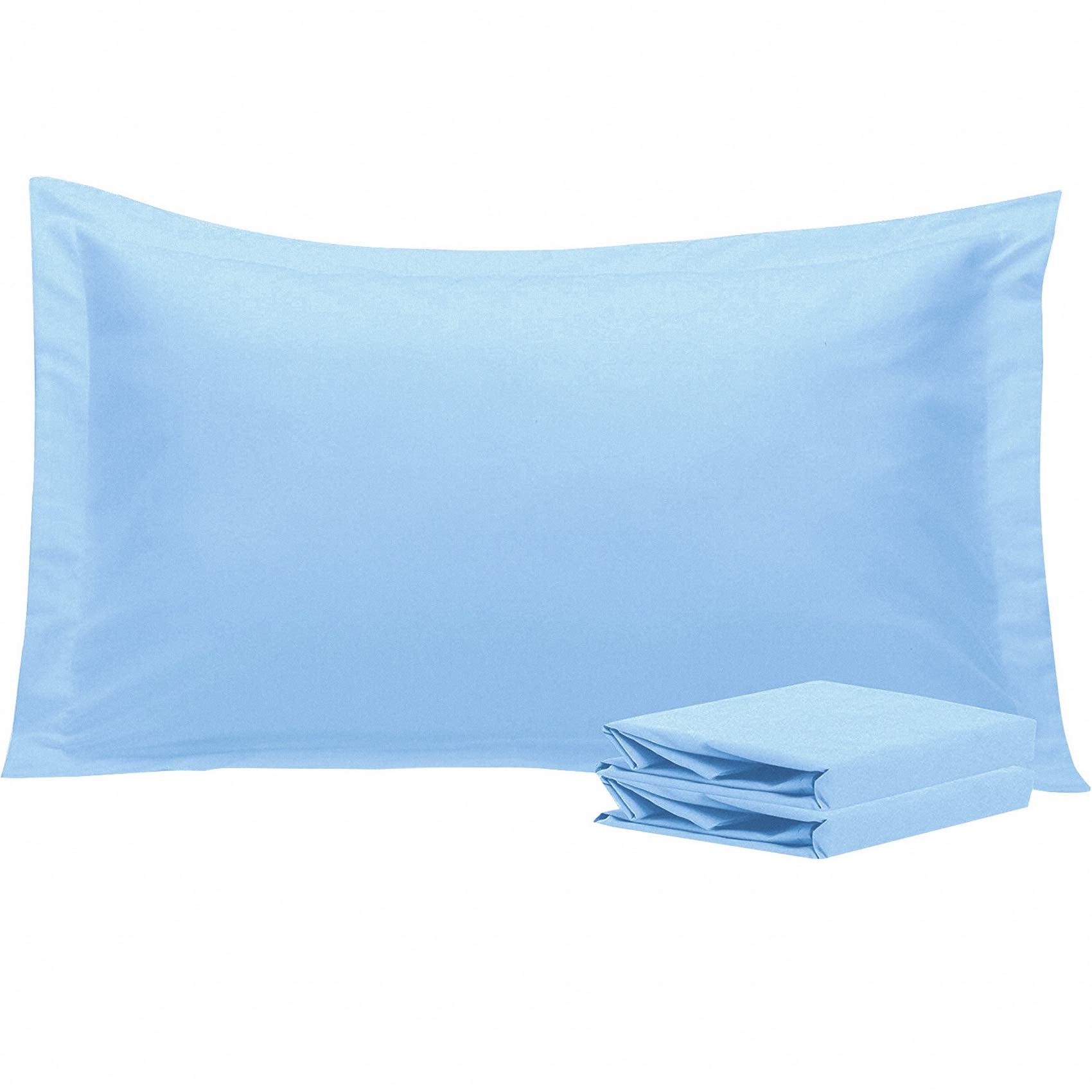 Ntbay 100% Brushed Microfiber King Pillow Shams Set Of 2, Super Soft And Cozy, Wrinkle, Fade, Stain Resistant 20X36 Inches Oxford Pillowcases, Sky Blue