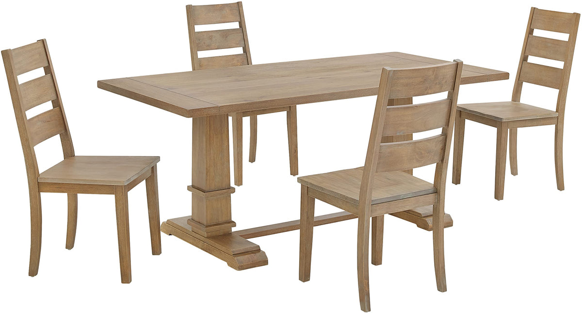 Crosley Furniture Joanna 5-Piece Modern Farmhouse Dining Table Set for 4 with Ladderback Chairs, Rustic Brown