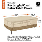 Classic Accessories Veranda Water-Resistant 84 Inch Rectangular/Oval Patio Table Cover, Outdoor Table Cover