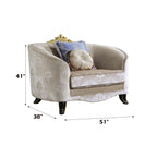 Acme Sheridan Chair with 2 Pillows in Cream Fabric