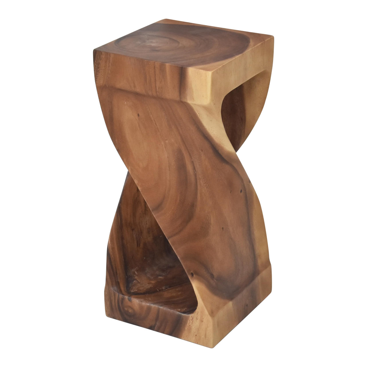 Steve Silver Solid Acacia Whimsical Carved Design, Finish, Functional and Visually Alluring Solana Natural Wood Glaze Accent Side Table, 12 L x 12 W x 26 H