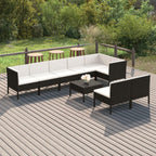 vidaXL Poly Rattan 12-Piece Patio Lounge Set, Black-Weather-Resistant Outdoor Furniture with Cushions, Table & Modular Sofas-Easy Assembly
