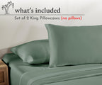 California Design Den 100% Cotton King Size Pillow Cases, King Size Pillowcases Set Of 2 Soft & Cooling Sateen Weave Cases, For King Size Pillows - Sage Green