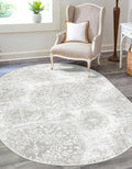 Unique Loom Sofia Collection Area Rug - Grand (4 1 x 6 1 Oval, Light Gray/ Ivory)