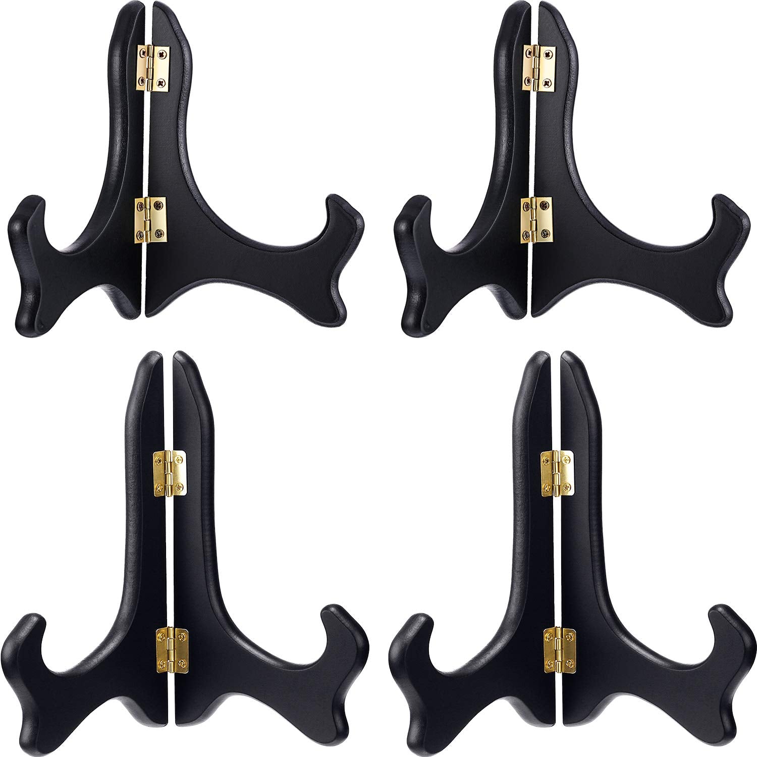 Tatuo 4 Packs Wooden Display Stand Decorative Plate Stands for Display Picture Frame Stand Holder Easels (5 Inch and 6 Inch, Bla