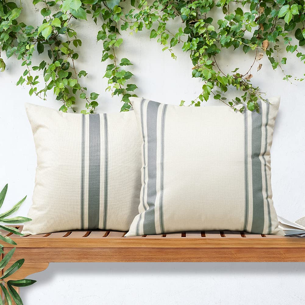 Otostar Pack Of 2 Outdoor Waterproof Decorative Pillow Covers 16X16 Inch Linen Geometry Pillowcases Cushion Case Garden Throw Pi